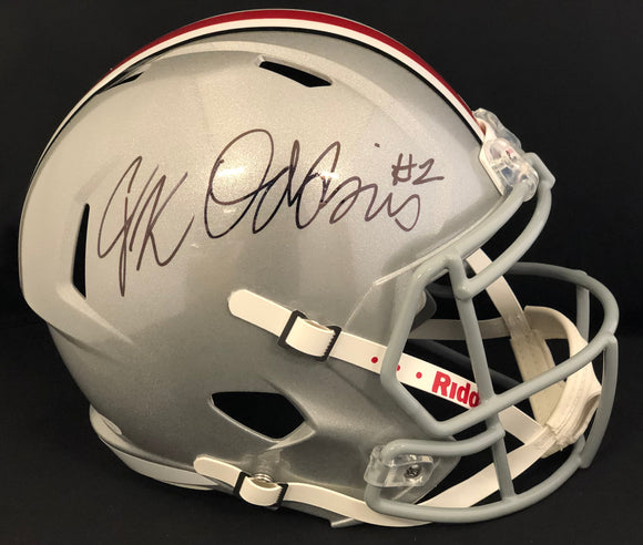 J.K. Dobbins Autographed Full Size Ohio State Helmet