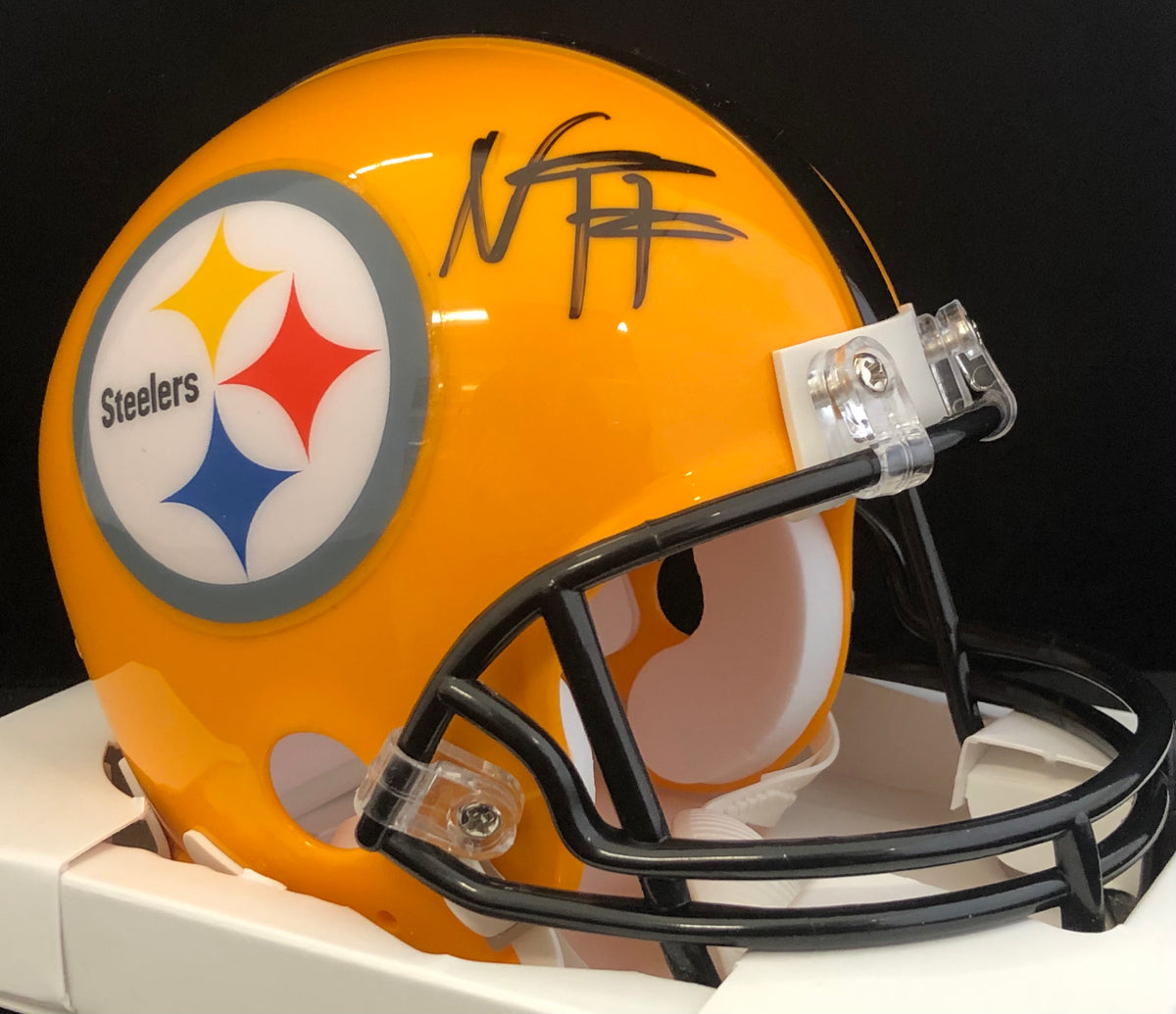 juju smith schuster autographed helmet Najaee Harris Autographed Steelers Gold Throwback Mini Helmet – Great Moments Sports Cards