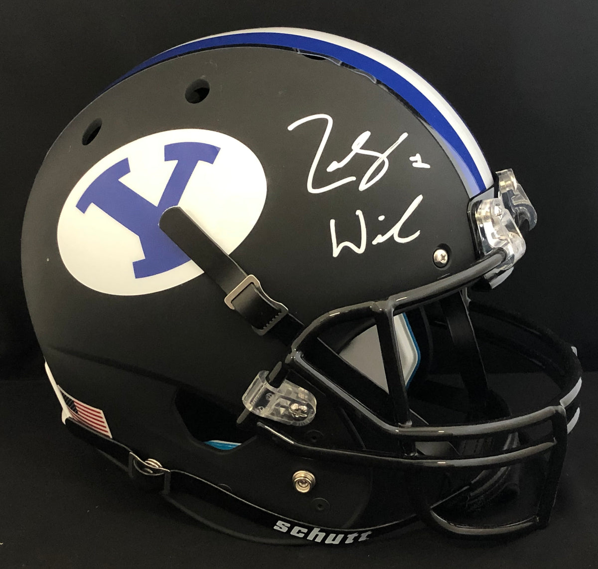 ZACH WILSON AUTOGRAPHED BYU COUGARS FULL SIZE SPEED AUTHENTIC HELMET  BECKETT