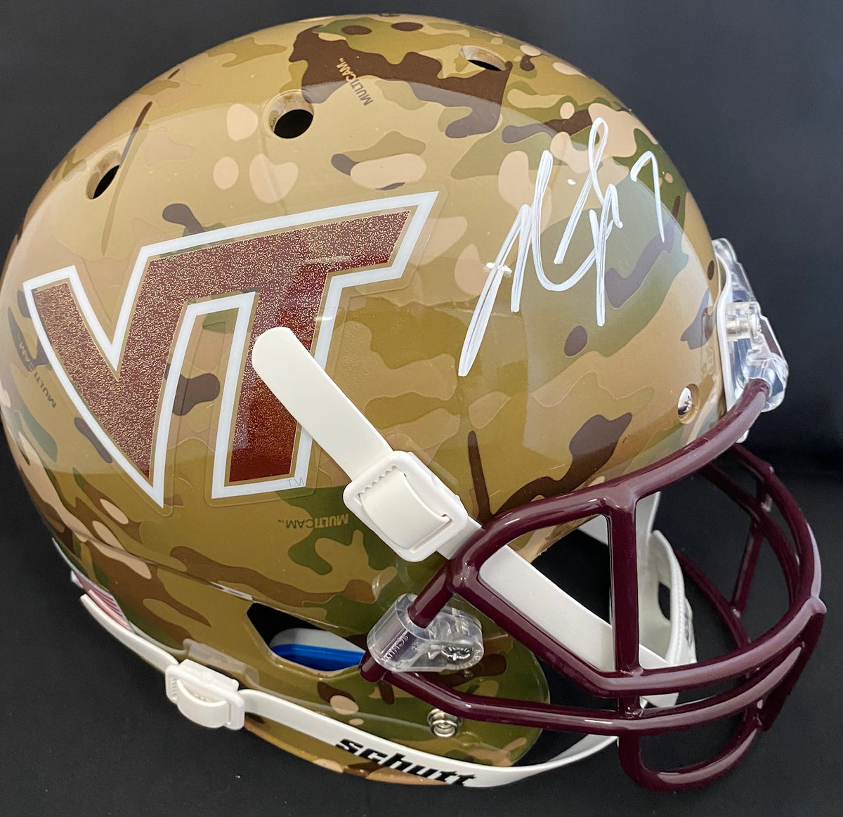 Michael Vick Autographed Full Size Virginia Tech Camo Helmet – Great  Moments Sports Cards