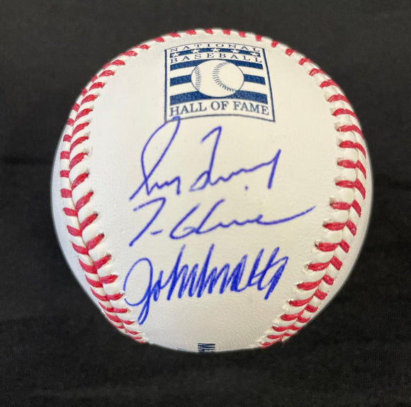 Greg Maddux , John Smoltz and Tom Glavine Autographed Baseball