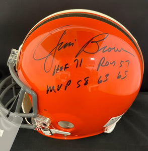 Jim Brown Autographed Full Size Pro Helmet with 3 Inscriptions