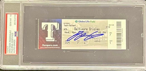 Grayson Rodriguez Autographed Major League Debut Ticket PSA/DNA Autographed Graded PSA 10