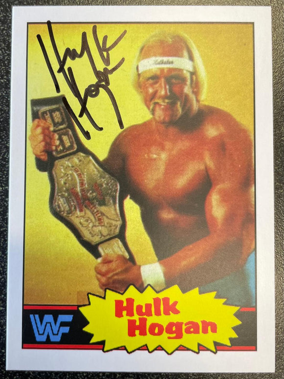 Hulk Hogan Autographed 1985 Topps Rookie Reprint.