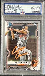 Colton Cowser Autographed 2021 Bowman Chrome - PSA Auto Grade 10