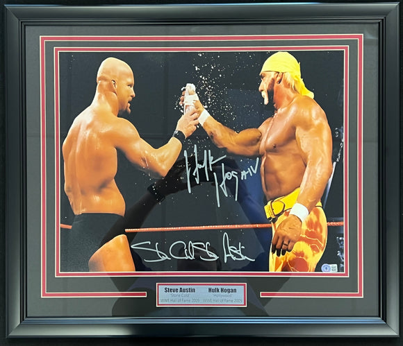 Hulk Hogan and Stone Cold Steve Austin Autographed and Framed 16x20 Photo