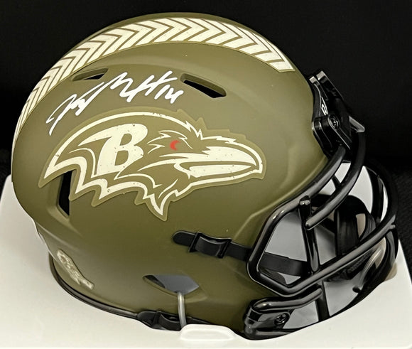 Kyle Hamilton Autographed Ravens Salute To Service Mini Helmet