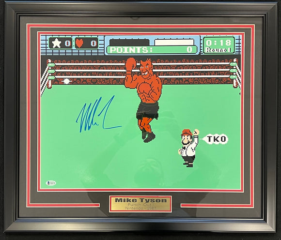 Mike Tyson PUNCH OUT Autographed & Framed 16X20 Photo