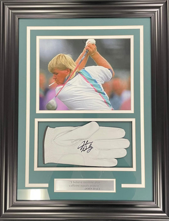 John Daly Autographed and Framed Golf Glove and Photo