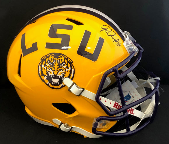 Patrick Queen Autograph LSU Yellow Full Size Helmet