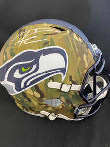 Russell Wilson Autograph Seahawks Camo Full Size Helmet