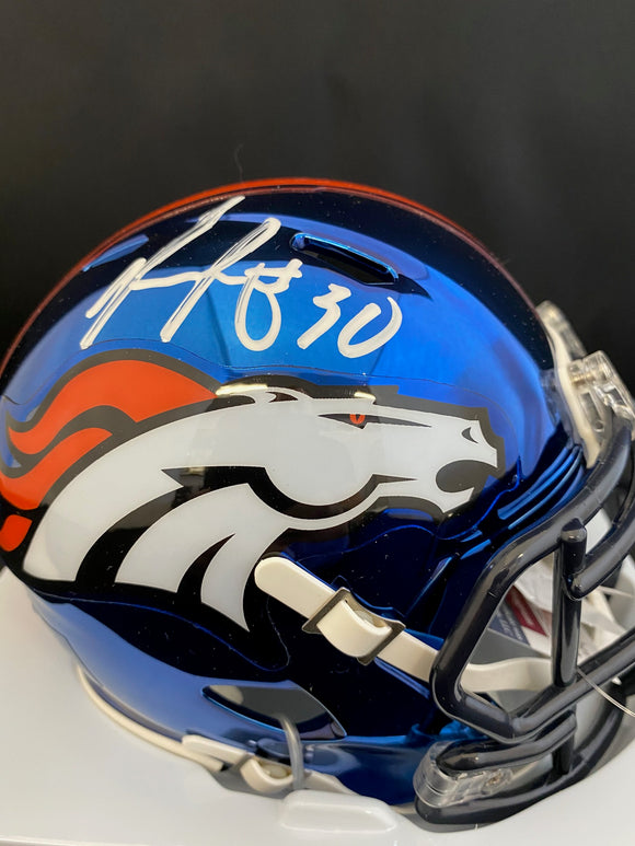 Phillip Lindsay Autograph Broncos Chrome Mini Helmet