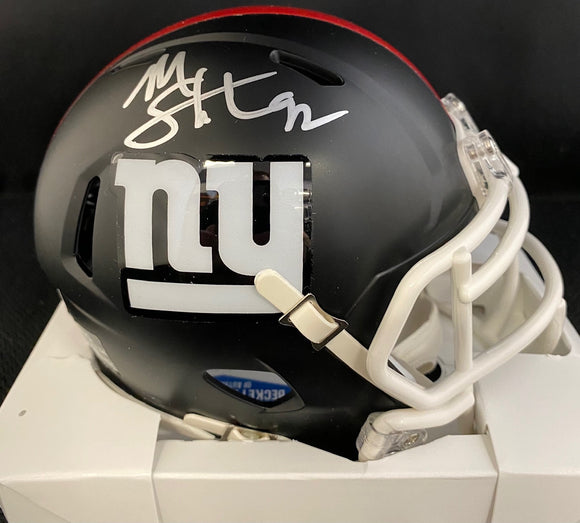 Michael Strahan Autograph Giants Flat Black Mini Helmet