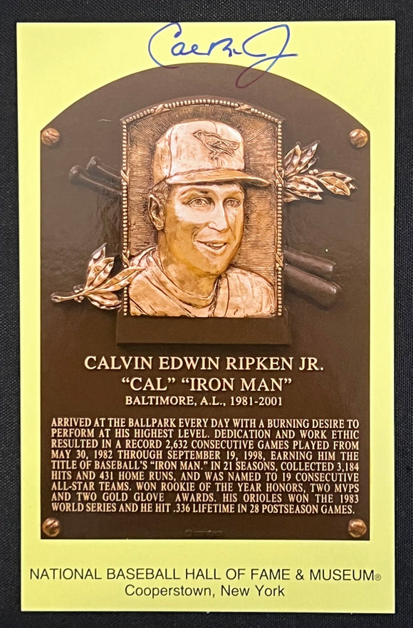 Cal Ripken, Jr. Autographed Hall of Fame Post Card